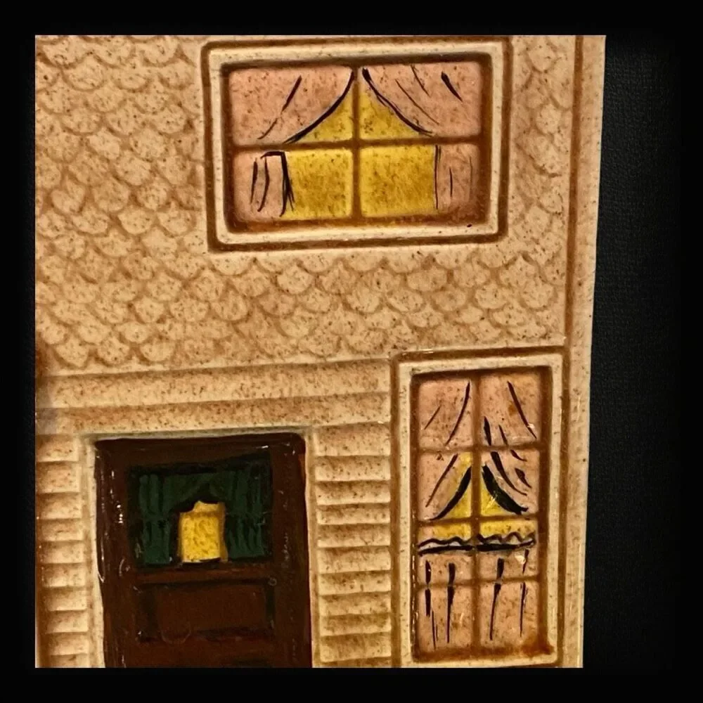 VTG VICTORIAN HOUSE COOKIE JAR 2 STORY SAN FRANCISCO STYLE CERAMIC BROWN 8”